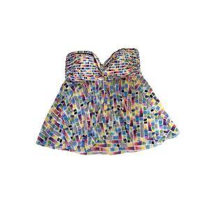 PROFILE BY GOTTEX Women's Brushstroke Fly-Away Swim Top Multi-Color Size 16